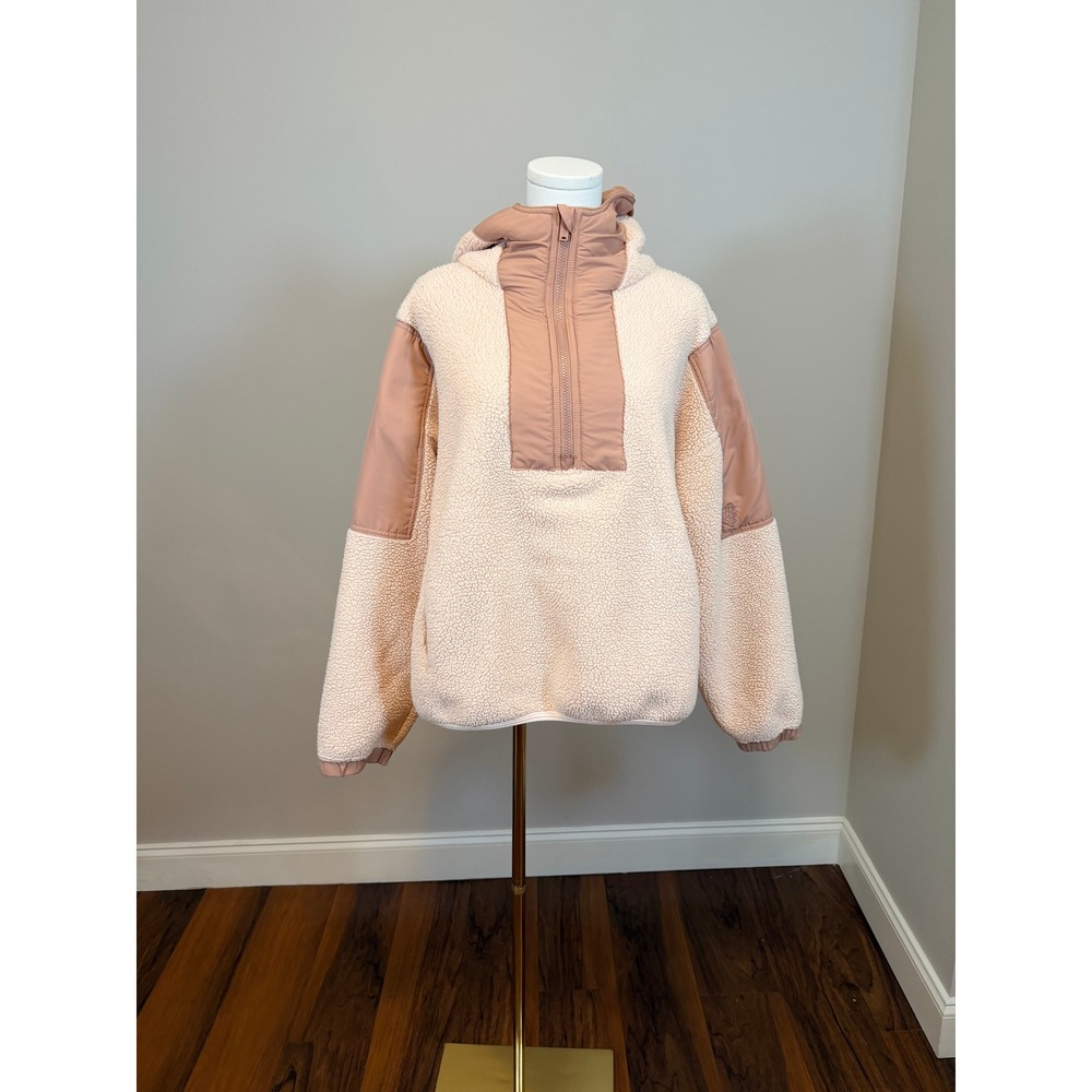 Free People Movement Hit The Slopes Sherpa Hoodie Cream Mauve Pullover OB1537702